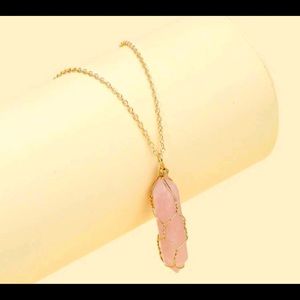 Rose Quartz Pendant with Gold chain
